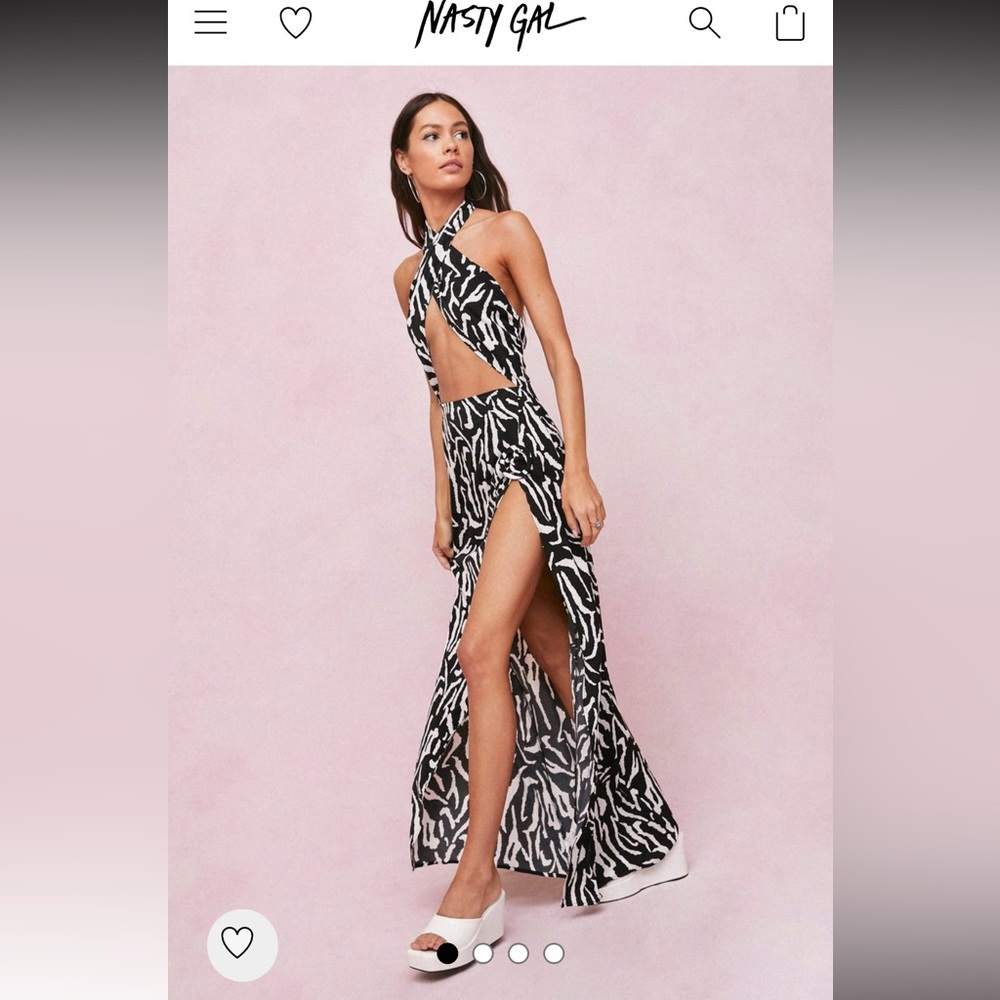 Nasty Gal Zebra Halterneck Maxi Dress size 8 NWT Sold out everywhere